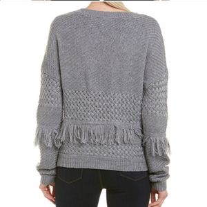 BB Dakota | grey fringe knit pullover sweater NWT